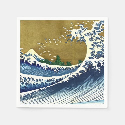 Katsushika Hokusai _ Colored Big Wave Napkins