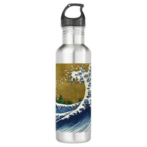 Katsushika Hokusai _ Colored Big Wave Stainless Steel Water Bottle