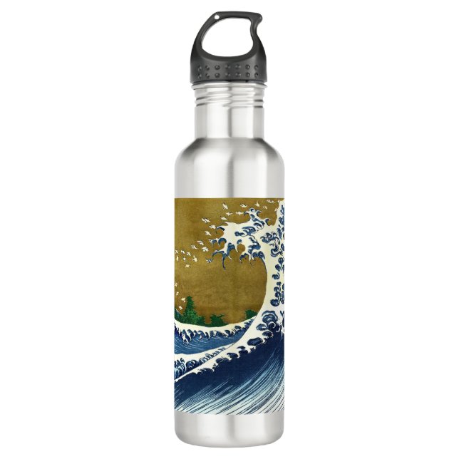Katsushika Hokusai - Colored Big Wave Stainless Steel Water Bottle (Front)