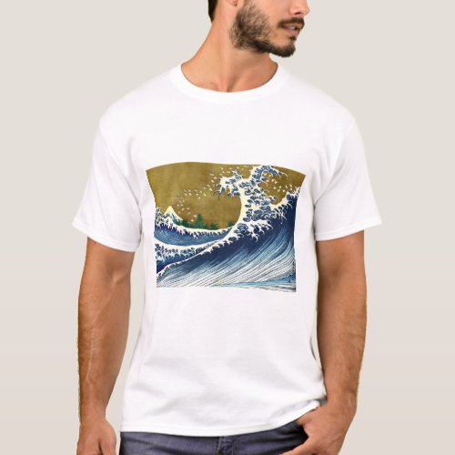 Katsushika Hokusai _ Colored Big Wave T_Shirt