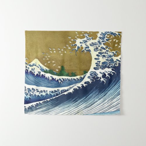 Katsushika Hokusai _ Colored Big Wave Tapestry