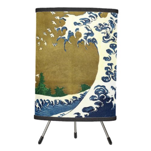 Katsushika Hokusai _ Colored Big Wave Tripod Lamp