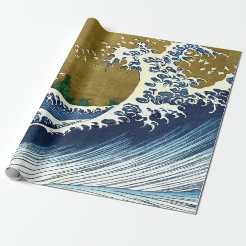 Katsushika Hokusai _ Colored Big Wave Wrapping Paper