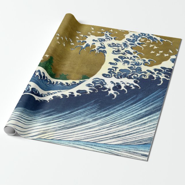 Katsushika Hokusai - Colored Big Wave Wrapping Paper (Unrolled)