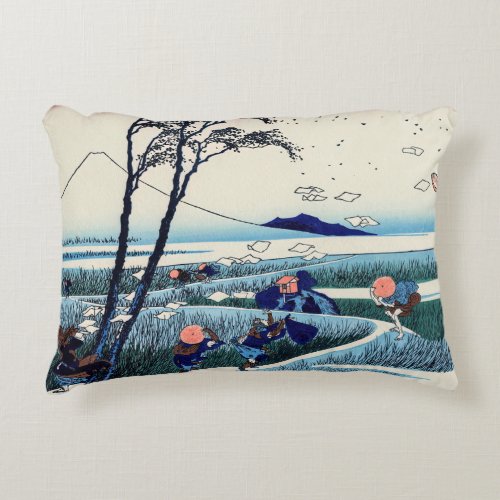 Katsushika Hokusai _ Ejiri in the Suruga province Accent Pillow