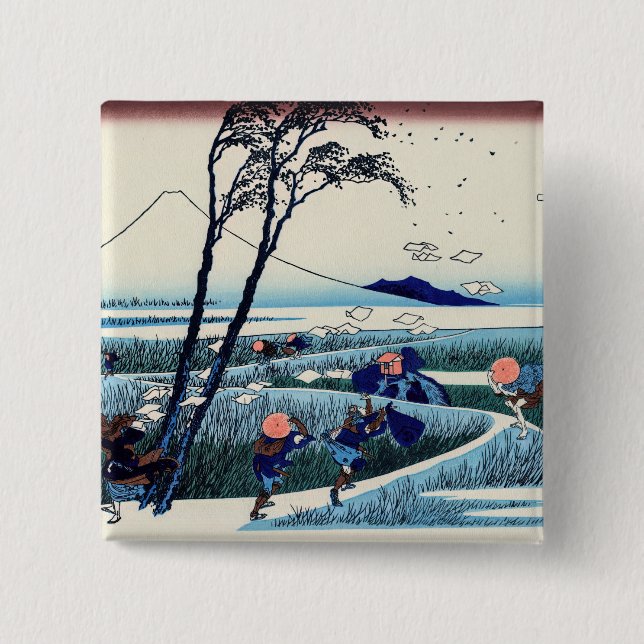 Katsushika Hokusai - Ejiri in the Suruga province Button (Front)