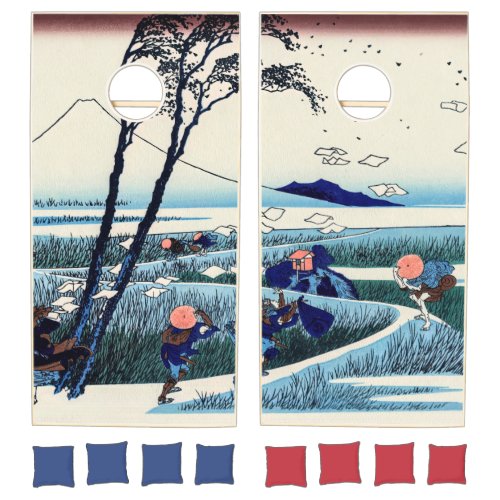 Katsushika Hokusai _ Ejiri in the Suruga province Cornhole Set