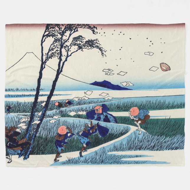 Katsushika Hokusai - Ejiri in the Suruga province Fleece Blanket (Front (Horizontal))