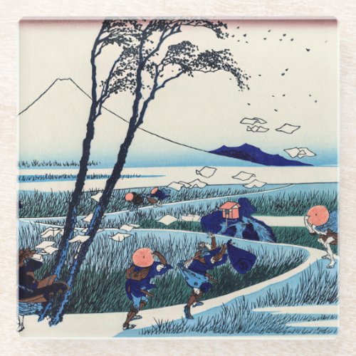 Katsushika Hokusai _ Ejiri in the Suruga province Glass Coaster