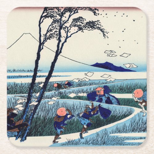 Katsushika Hokusai _ Ejiri in the Suruga province Square Paper Coaster