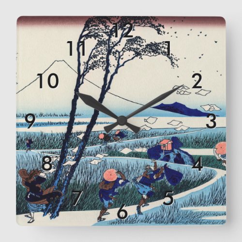 Katsushika Hokusai _ Ejiri in the Suruga province Square Wall Clock