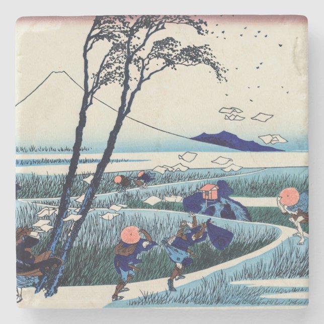 Katsushika Hokusai - Ejiri in the Suruga province Stone Coaster (Front)