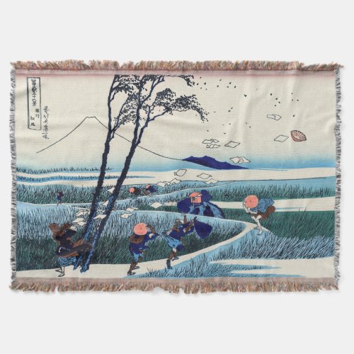Katsushika Hokusai _ Ejiri in the Suruga province Throw Blanket