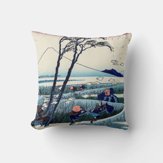 Katsushika Hokusai - Ejiri in the Suruga province Throw Pillow (Front)