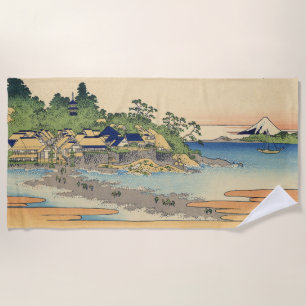 Katsushika Hokusai Enoshima in the Sagami province Beach Towel