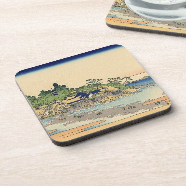 Katsushika Hokusai Enoshima in the Sagami province Beverage Coaster (Left Side)