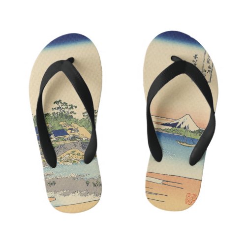 Katsushika Hokusai Enoshima in the Sagami province Kids Flip Flops