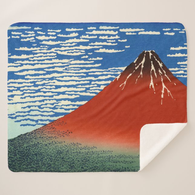 Katsushika Hokusai - Fine Wind, Clear Morning Sherpa Blanket (Front (Horizontal))