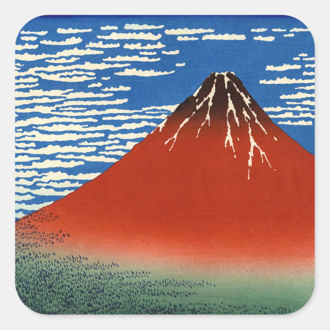 Katsushika Hokusai - Fine Wind, Clear Morning Square Sticker | Zazzle