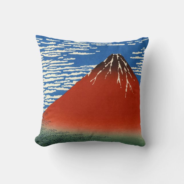 Katsushika Hokusai - Fine Wind, Clear Morning Throw Pillow (Front)
