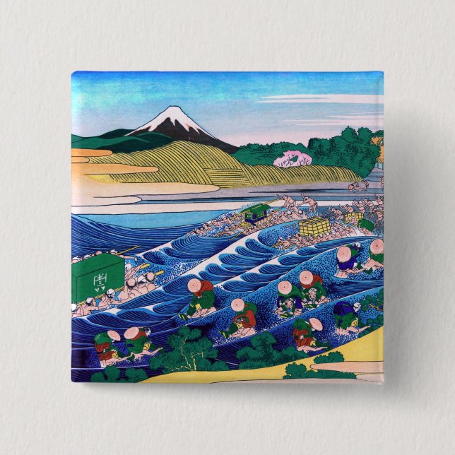 Katsushika Hokusai - Fuji from Kanaya on Tokaido Button (Front)