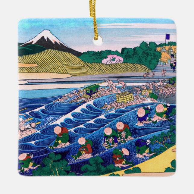 Katsushika Hokusai - Fuji from Kanaya on Tokaido Ceramic Ornament (Front)