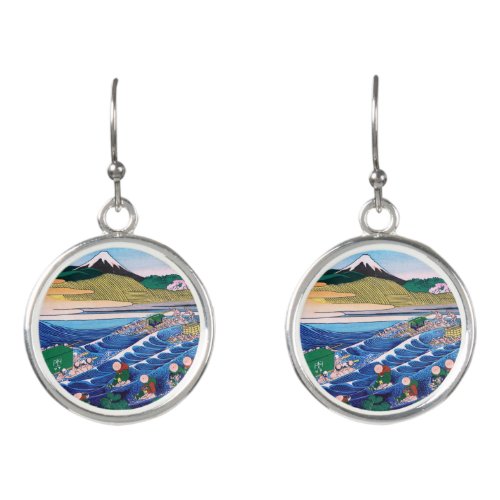 Katsushika Hokusai _ Fuji from Kanaya on Tokaido Earrings