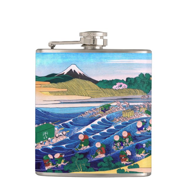 Katsushika Hokusai - Fuji from Kanaya on Tokaido Flask (Front)