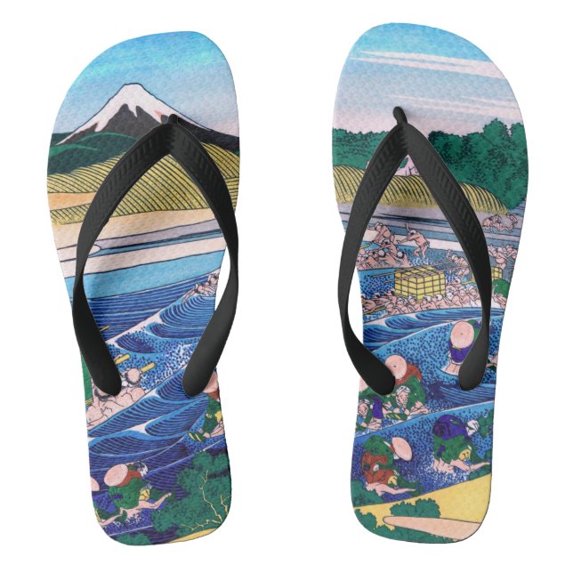 Katsushika Hokusai - Fuji from Kanaya on Tokaido Flip Flops (Footbed)