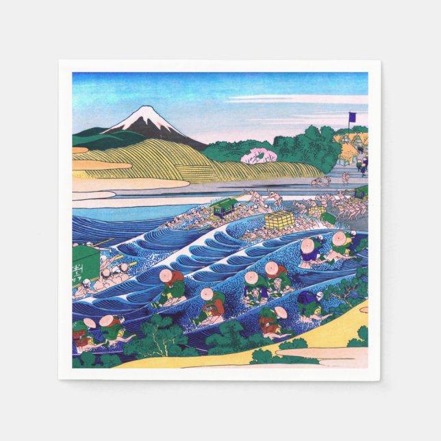 Katsushika Hokusai - Fuji from Kanaya on Tokaido Napkins (Front)