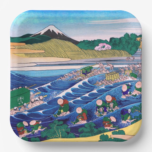 Katsushika Hokusai - Fuji from Kanaya on Tokaido Paper Plates (Front)
