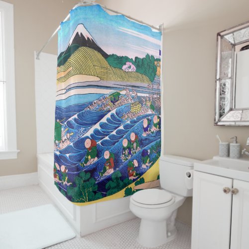 Katsushika Hokusai _ Fuji from Kanaya on Tokaido Shower Curtain