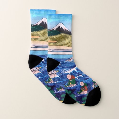 Katsushika Hokusai _ Fuji from Kanaya on Tokaido Socks