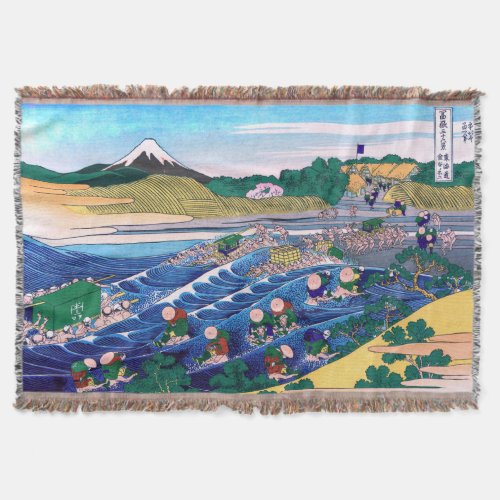 Katsushika Hokusai _ Fuji from Kanaya on Tokaido Throw Blanket