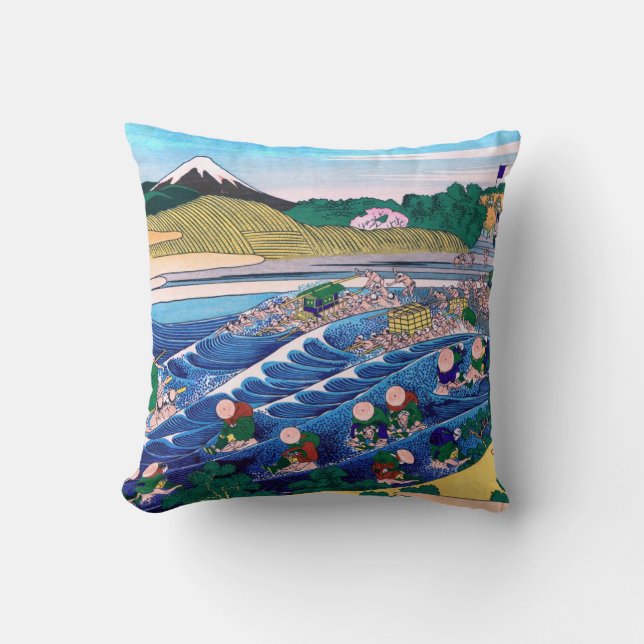 Katsushika Hokusai - Fuji from Kanaya on Tokaido Throw Pillow (Front)