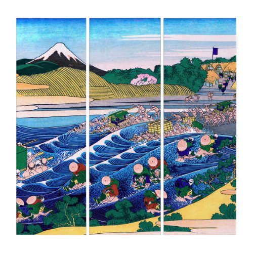 Katsushika Hokusai _ Fuji from Kanaya on Tokaido Triptych