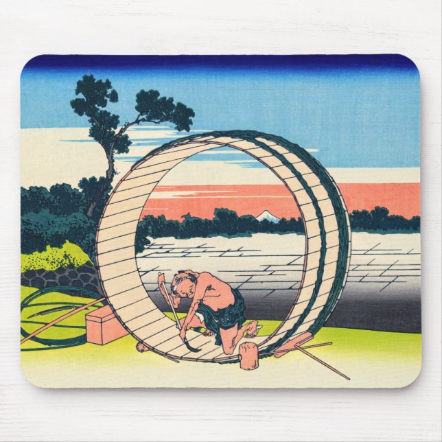 Katsushika Hokusai - Fujimigahara, Owari Province Mouse Pad (Front)