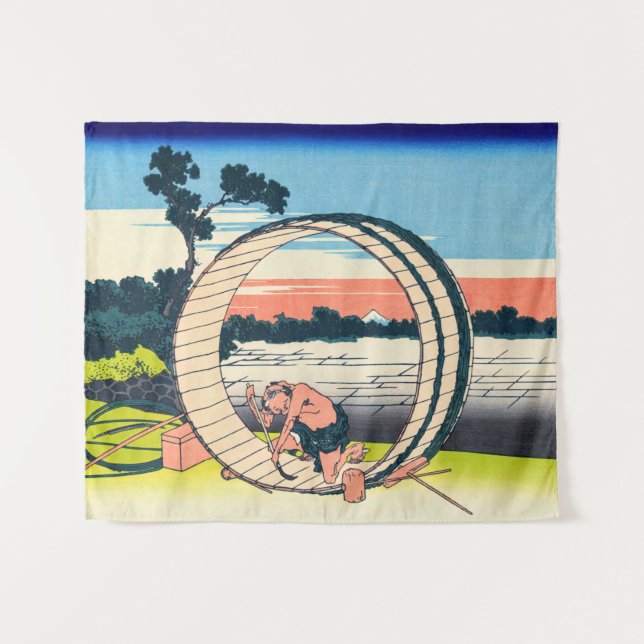 Katsushika Hokusai - Fujimigahara, Owari Province Tapestry (Front (Horizontal))