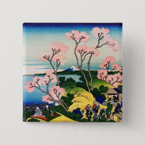 Katsushika Hokusai _ Gotenyama Tokaido Shinagawa Button