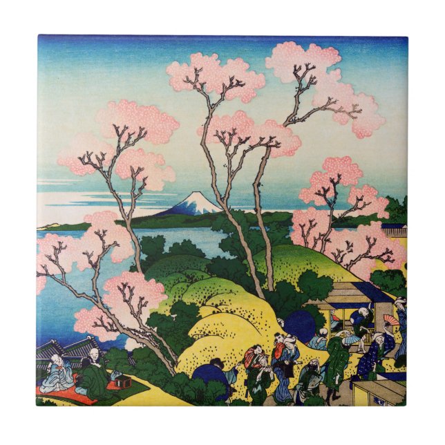 Katsushika Hokusai - Gotenyama, Tokaido, Shinagawa Ceramic Tile (Front)