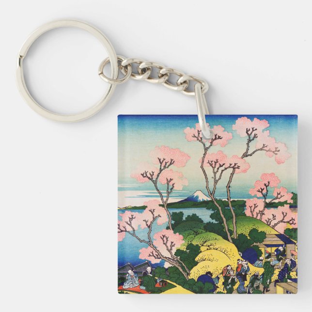 Katsushika Hokusai - Gotenyama, Tokaido, Shinagawa Keychain (Front)
