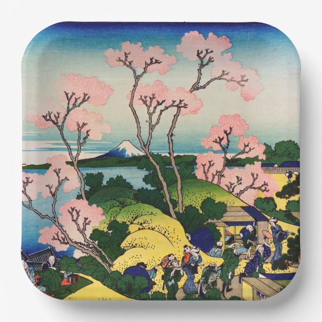 Katsushika Hokusai - Gotenyama, Tokaido, Shinagawa Paper Plates (Front)