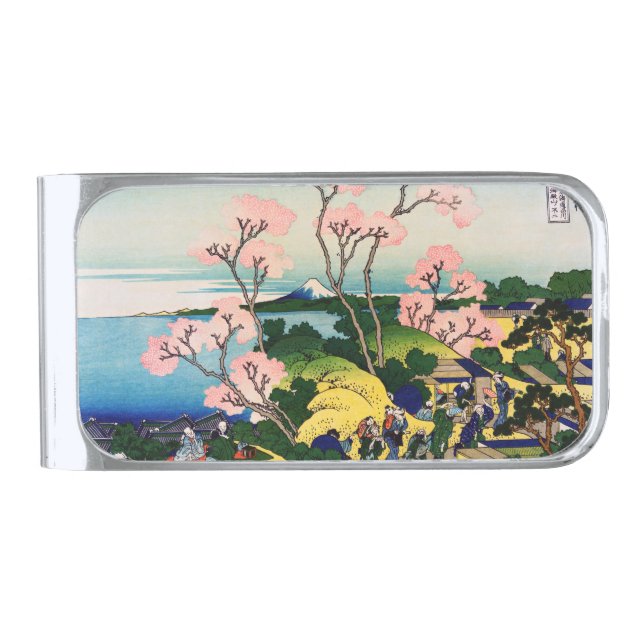 Katsushika Hokusai - Gotenyama, Tokaido, Shinagawa Silver Finish Money Clip (Front)