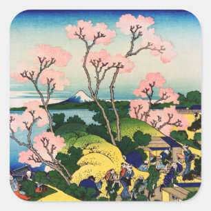 Katsushika Hokusai - Gotenyama, Tokaido, Shinagawa Square Sticker