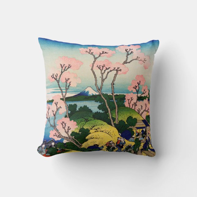 Katsushika Hokusai - Gotenyama, Tokaido, Shinagawa Throw Pillow (Front)