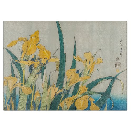 Katsushika Hokusai _ Grasshopper and Iris Cutting Board
