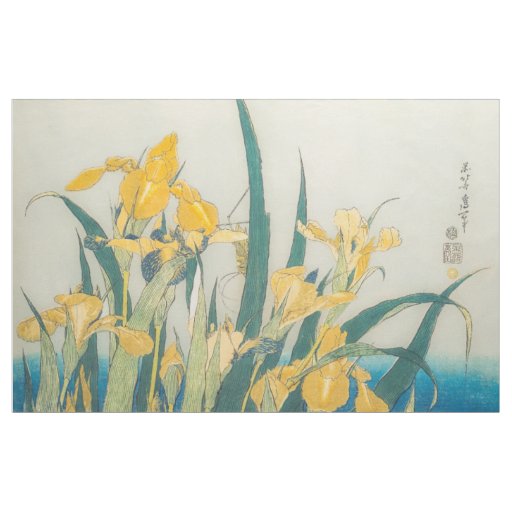 Katsushika Hokusai - Grasshopper and Iris Fabric