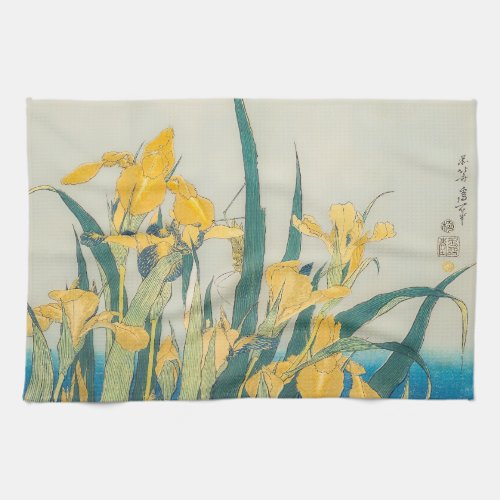 Katsushika Hokusai _ Grasshopper and Iris Kitchen Towel