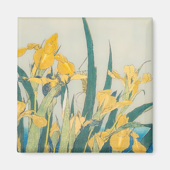 Katsushika Hokusai - Grasshopper and Iris Magnet (Front)