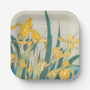 Katsushika Hokusai - Grasshopper and Iris Paper Plates